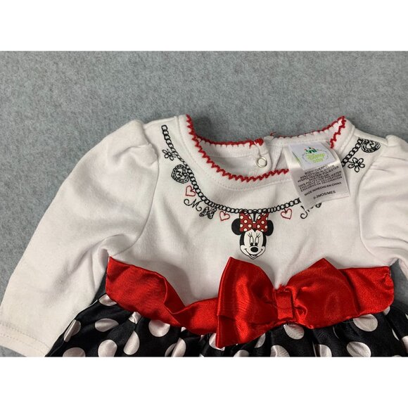 Disney Baby GIrls Infant Baby 0 3 months Long Sleeve Dress Minnie Mouse Fit flar - Picture 4 of 4